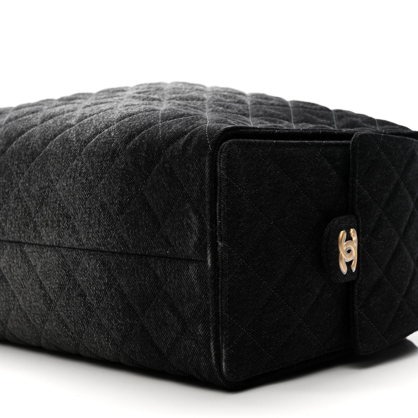 Washed Denim Quilted Large Chanel 25 Handbag Black