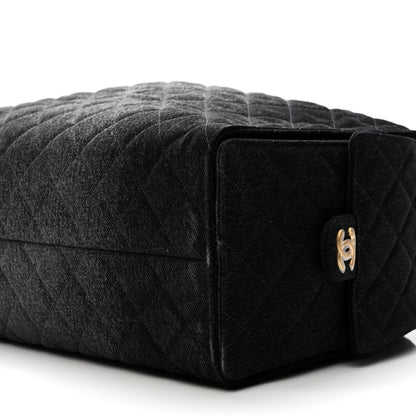 Chanel Washed Denim Quilted Large Chanel 25 Handbag Black 10 of 10