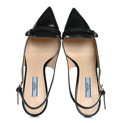 Prada Spazzolato Slingback Pumps 39 Black 2 of 9