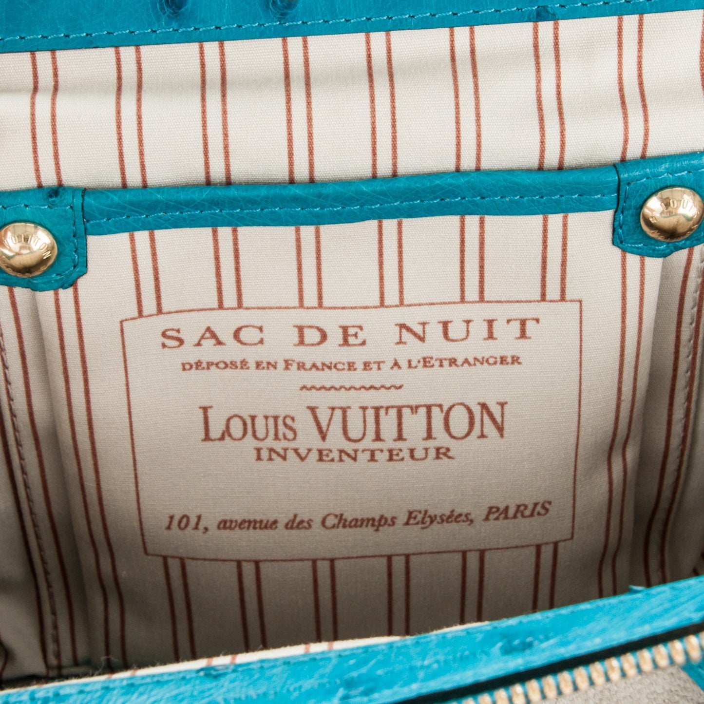 Toile Ostrich Trianon Sac De Nuit MM Turquoise