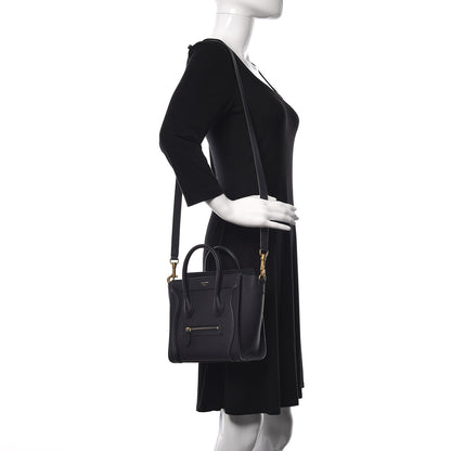 Celine Drummed Calfskin Nano Luggage Navy Blue 2 of 9