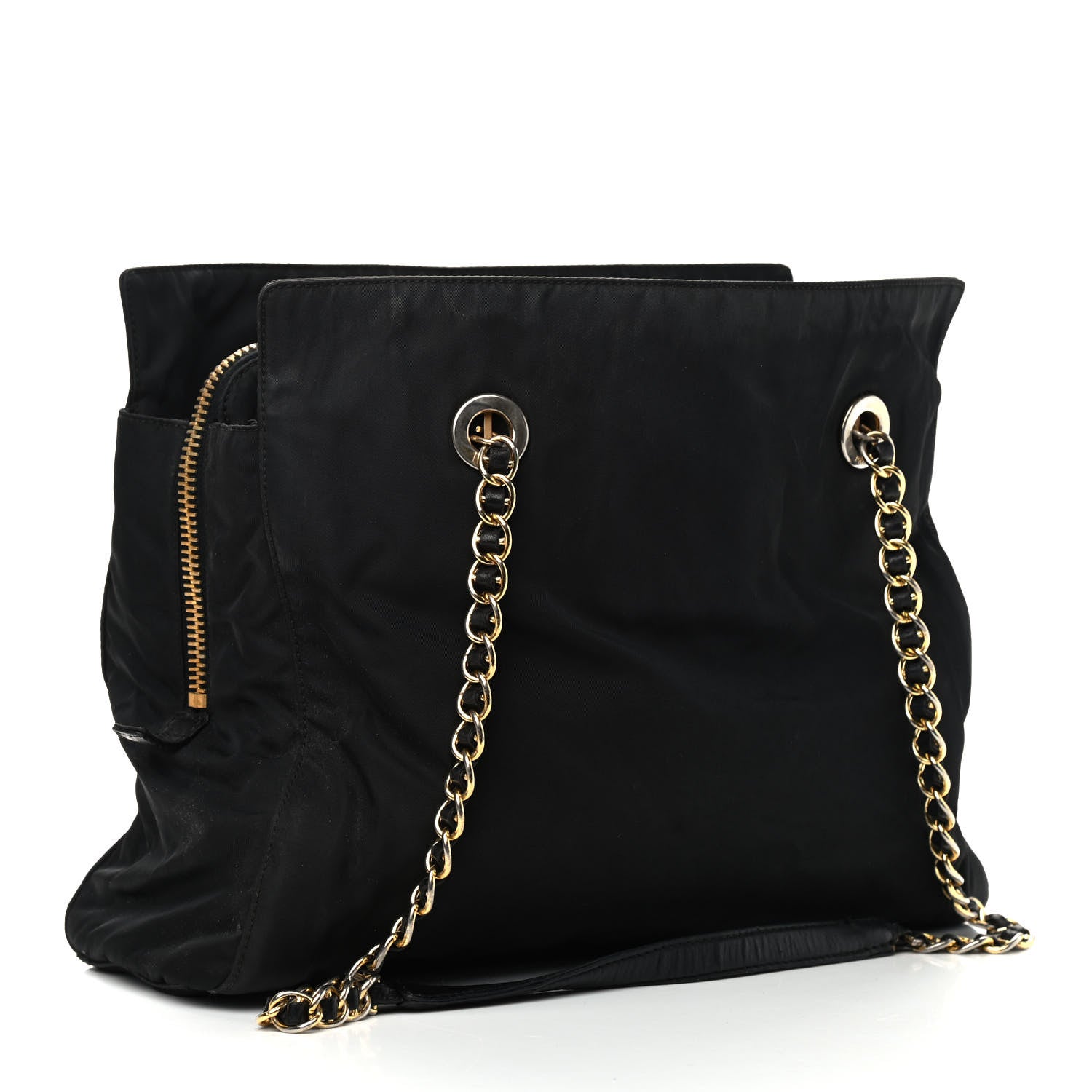 Prada Tessuto Nylon Chain Shoulder Bag Black 3 of 12