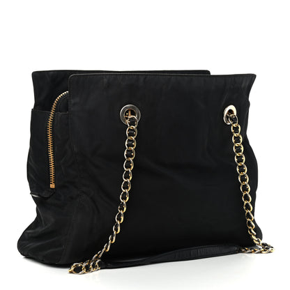 Prada Tessuto Nylon Chain Shoulder Bag Black 3 of 12