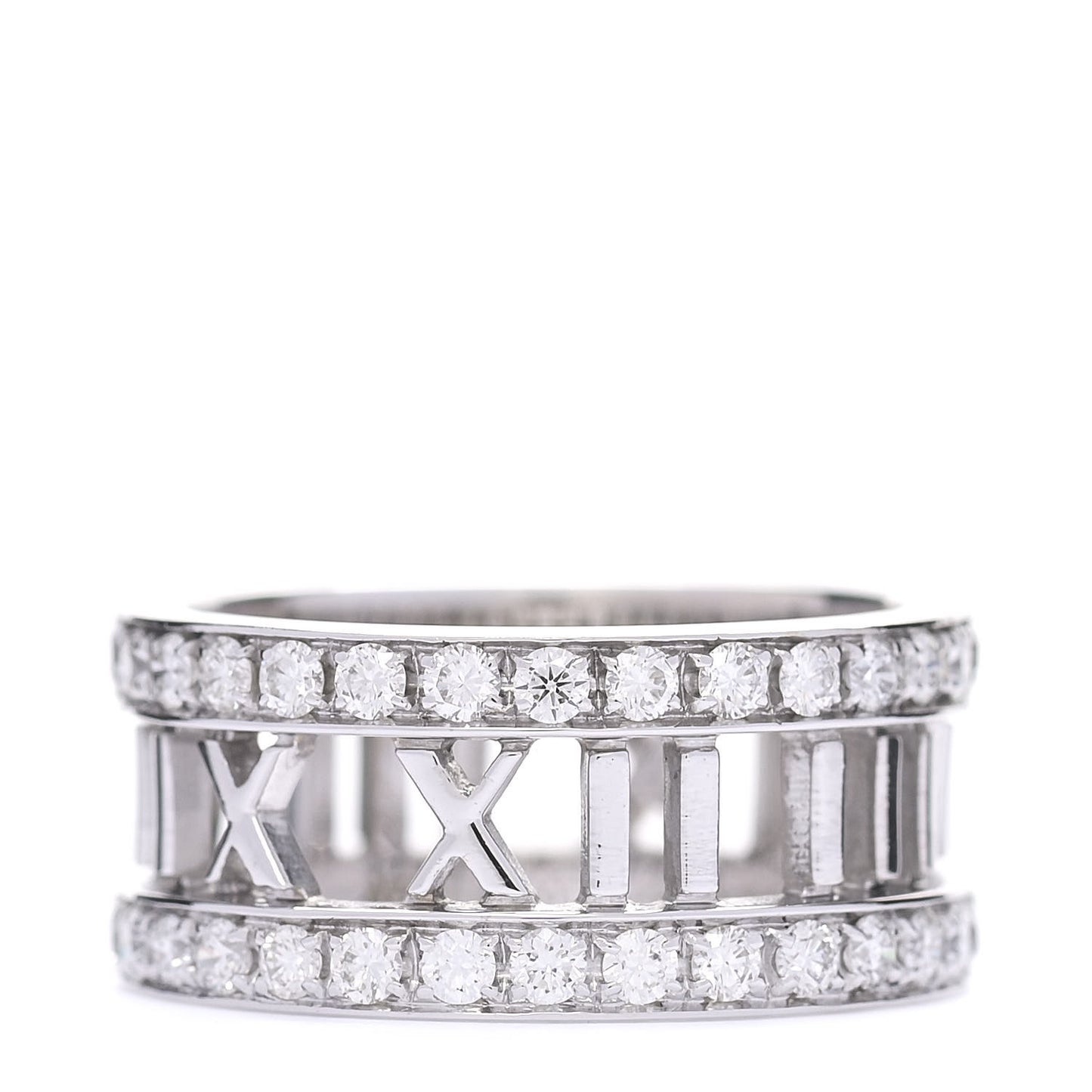 18K White Gold Diamond Wide Atlas Open Ring 52 6