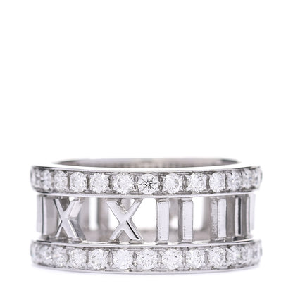 Tiffany 18K White Gold Diamond Wide Atlas Open Ring 52 6 1 of 4