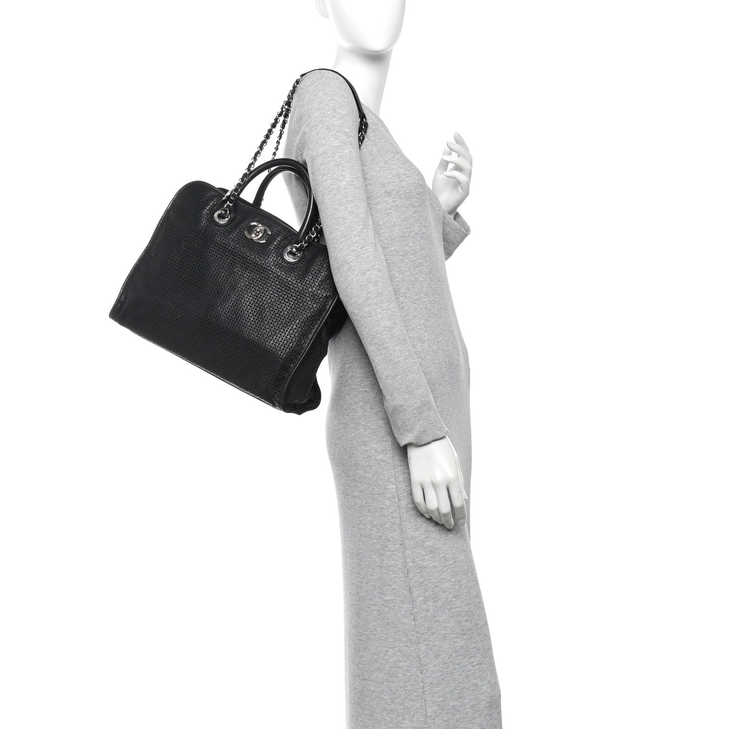 Chanel Calfskin Perforated Up In The Air Tote Black 2 of 10
