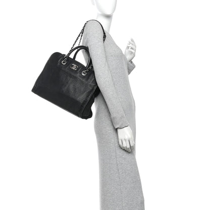 Chanel Calfskin Perforated Up In The Air Tote Black 2 of 10