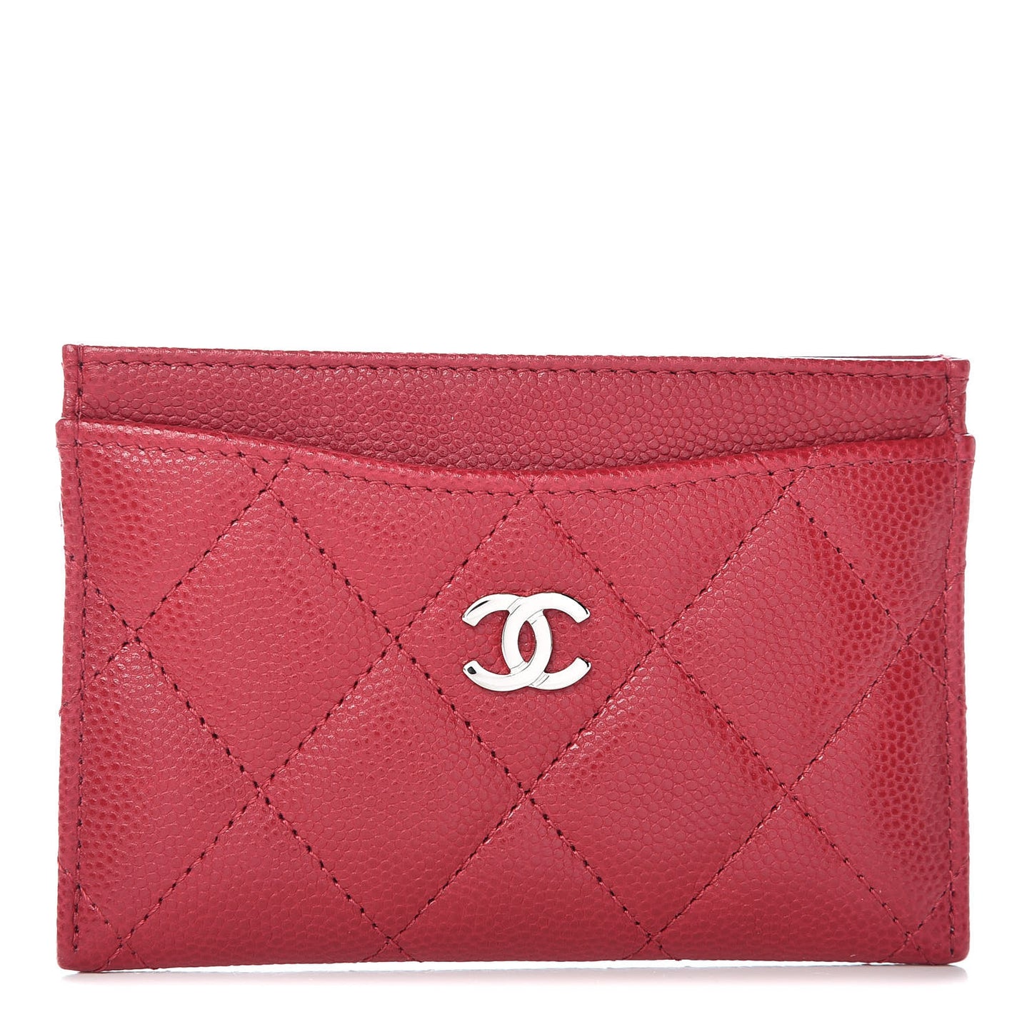 Caviar Quilted Card Holder Dark Pink