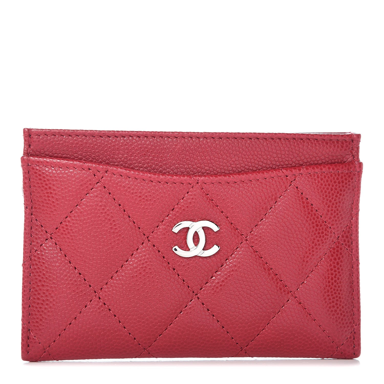 Chanel Caviar Quilted Card Holder Dark Pink 1 of 10