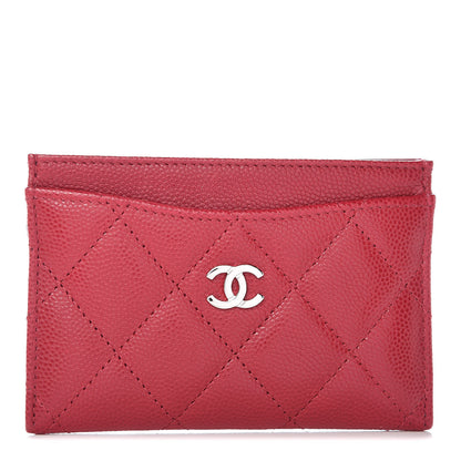 Chanel Caviar Quilted Card Holder Dark Pink 1 of 10
