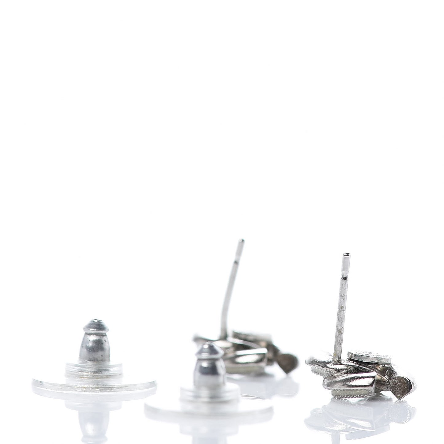Enamel Crystal CC Earrings Silver