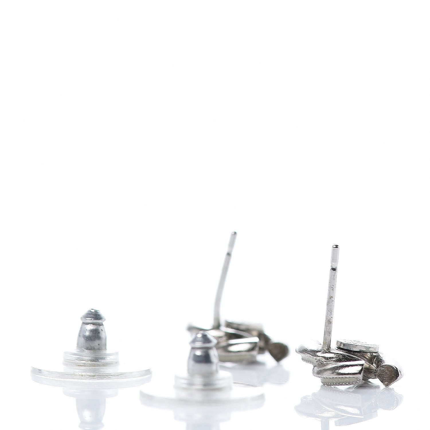 Chanel Enamel Crystal CC Earrings Silver 4 of 5
