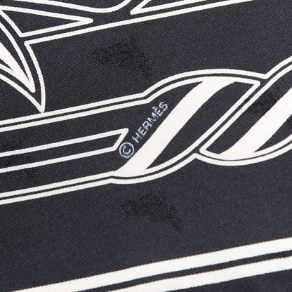 Hermes Silk Quadrige Au Fil Scarf 70 Black Creme 5 of 6