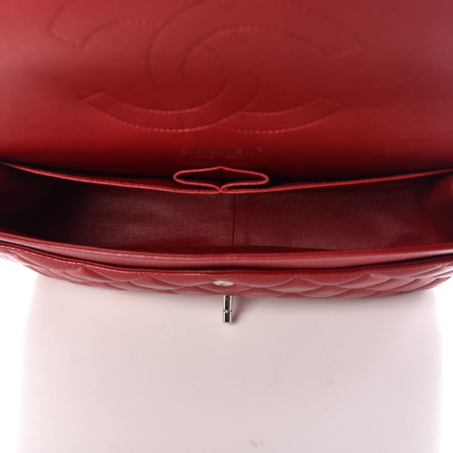 Caviar Quilted Jumbo Double Flap Red