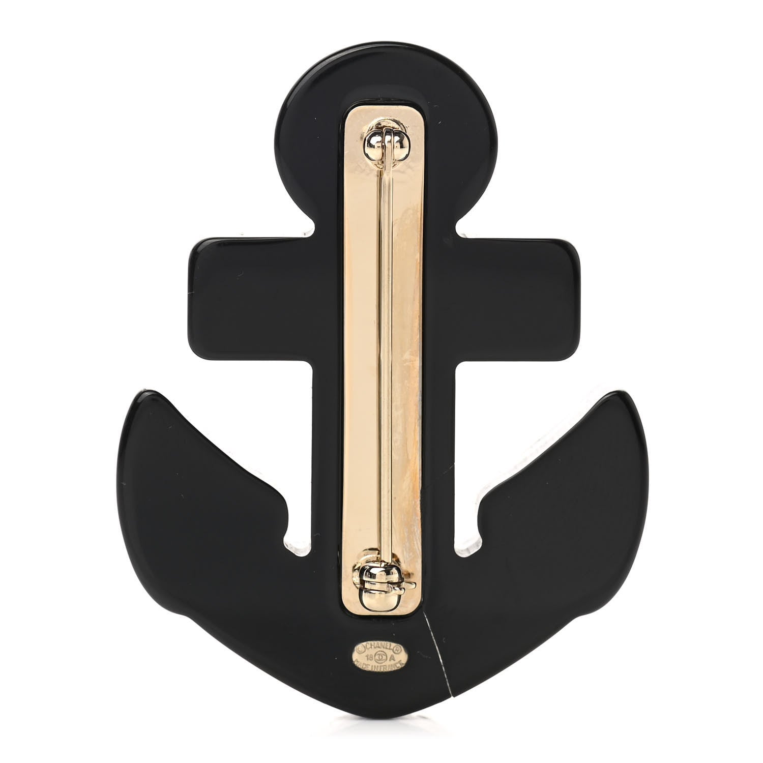 Chanel Resin Pearl Anchor CC Brooch Black Blue 3 of 8