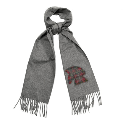 Hermes Cashmere Highlands Embroidered Patch Muffler Gris Chine 1 of 3