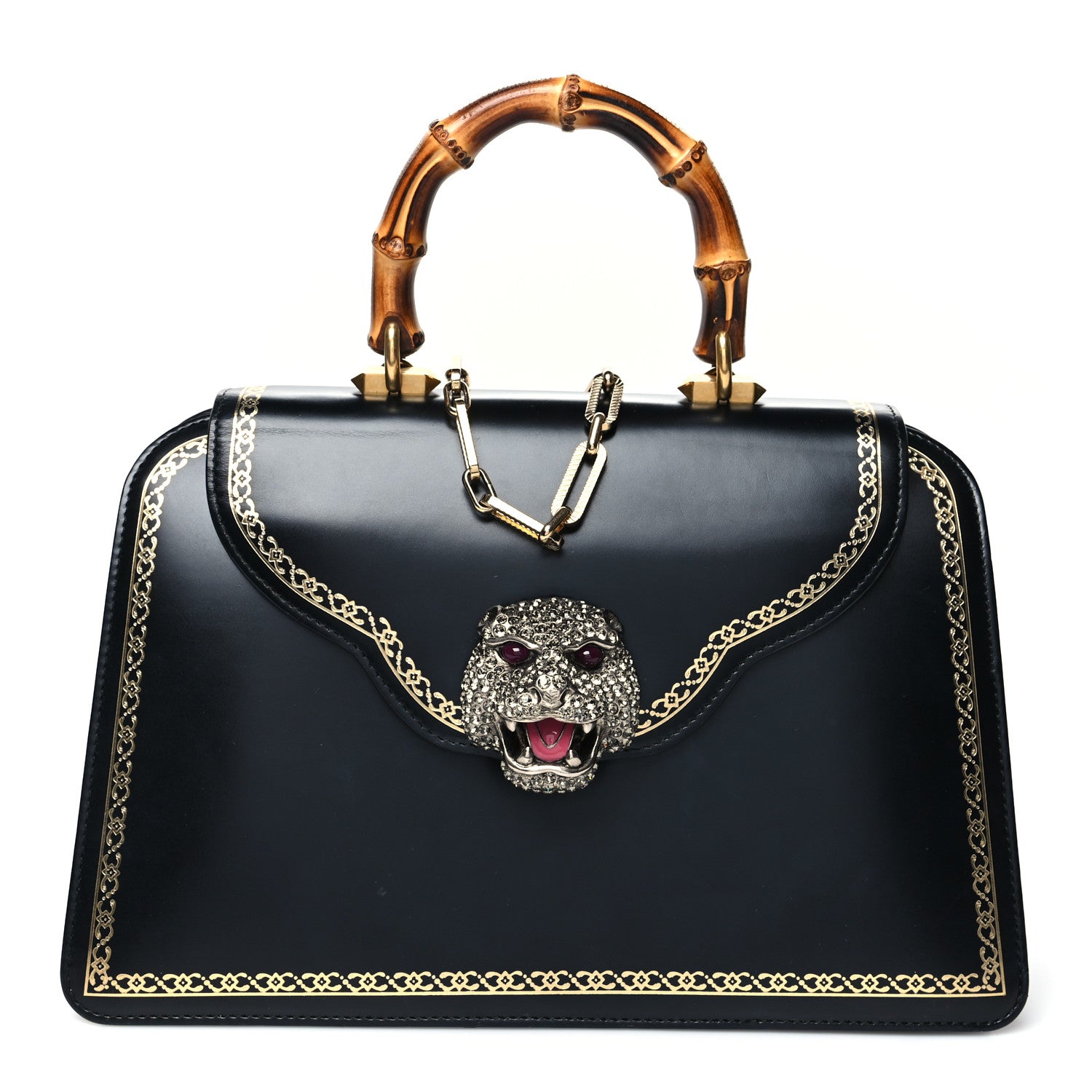 Gucci Calfskin Bamboo Medium Thiara Top Handle Bag Black 1 of 15