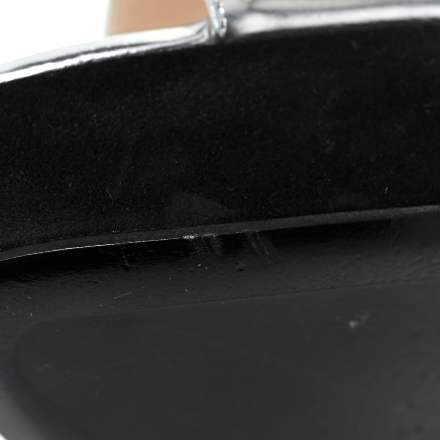 Prada Metallic Calfskin Suede Heel Sandals 38.5 Silver Black 14 of 16