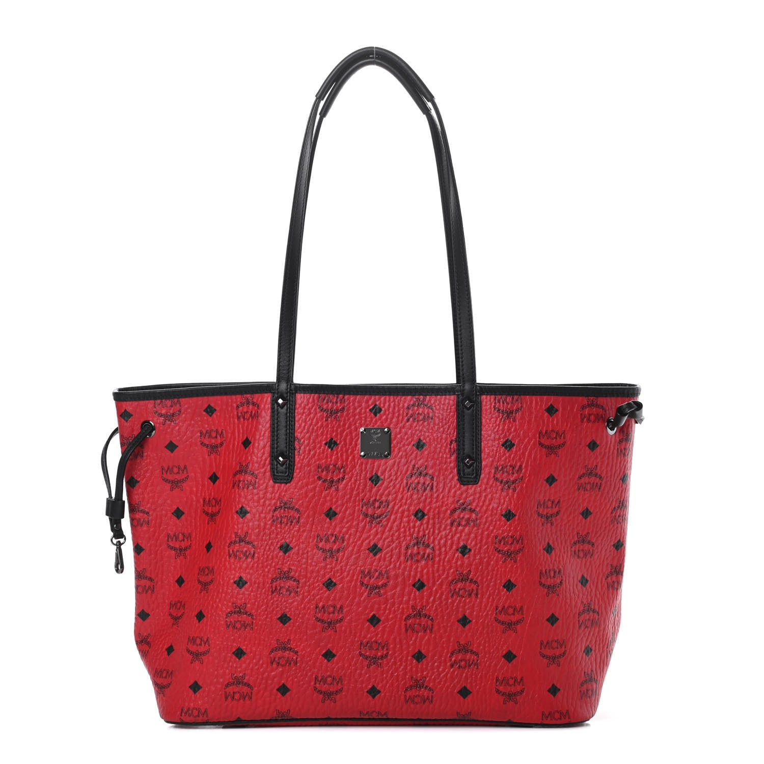 MCM Visetos Medium Project Reversible Shopper Tote Ruby Red Black 1 of 19