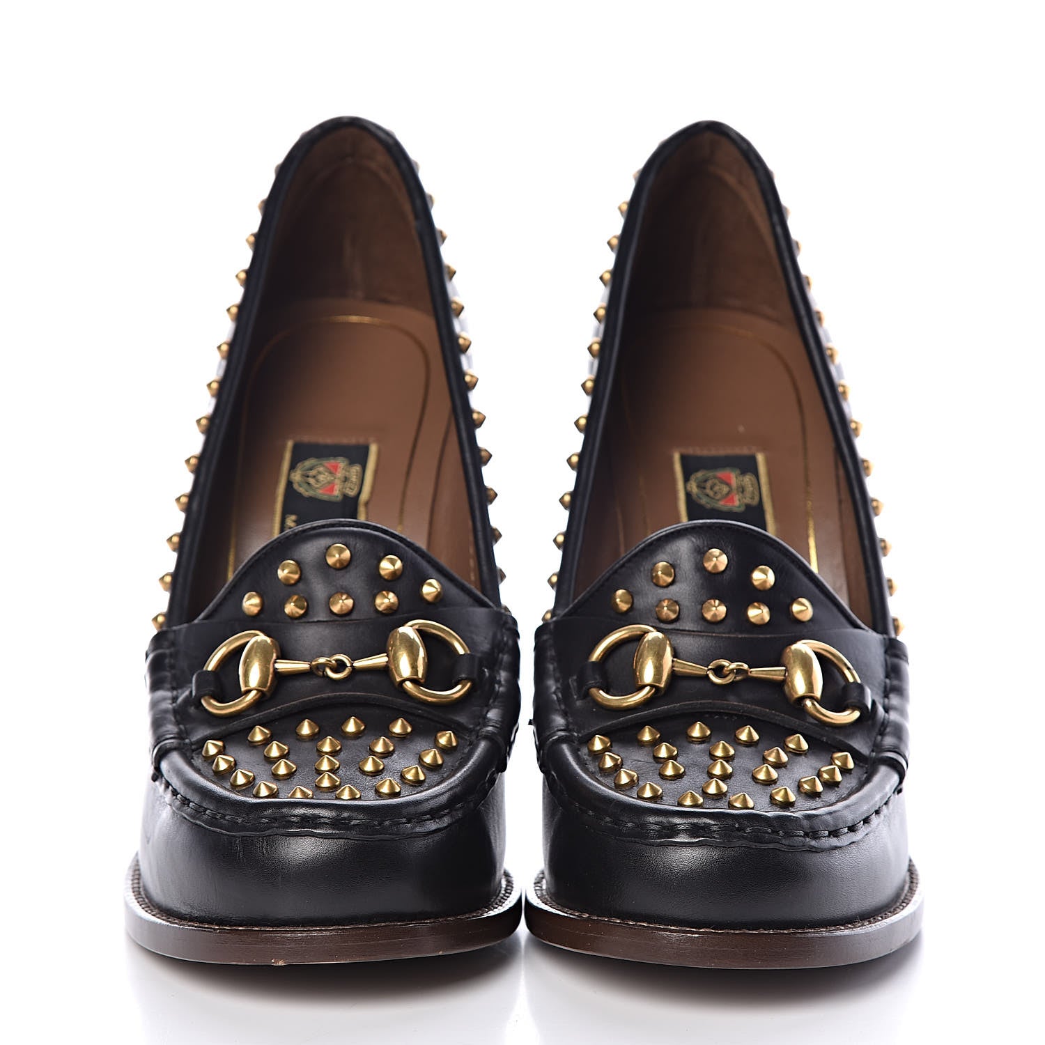 Gucci Calfskin Studded Horsebit Alyssa Pumps 36.5 Black 2 of 13