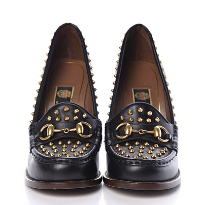 Gucci Calfskin Studded Horsebit Alyssa Pumps 36.5 Black 2 of 13