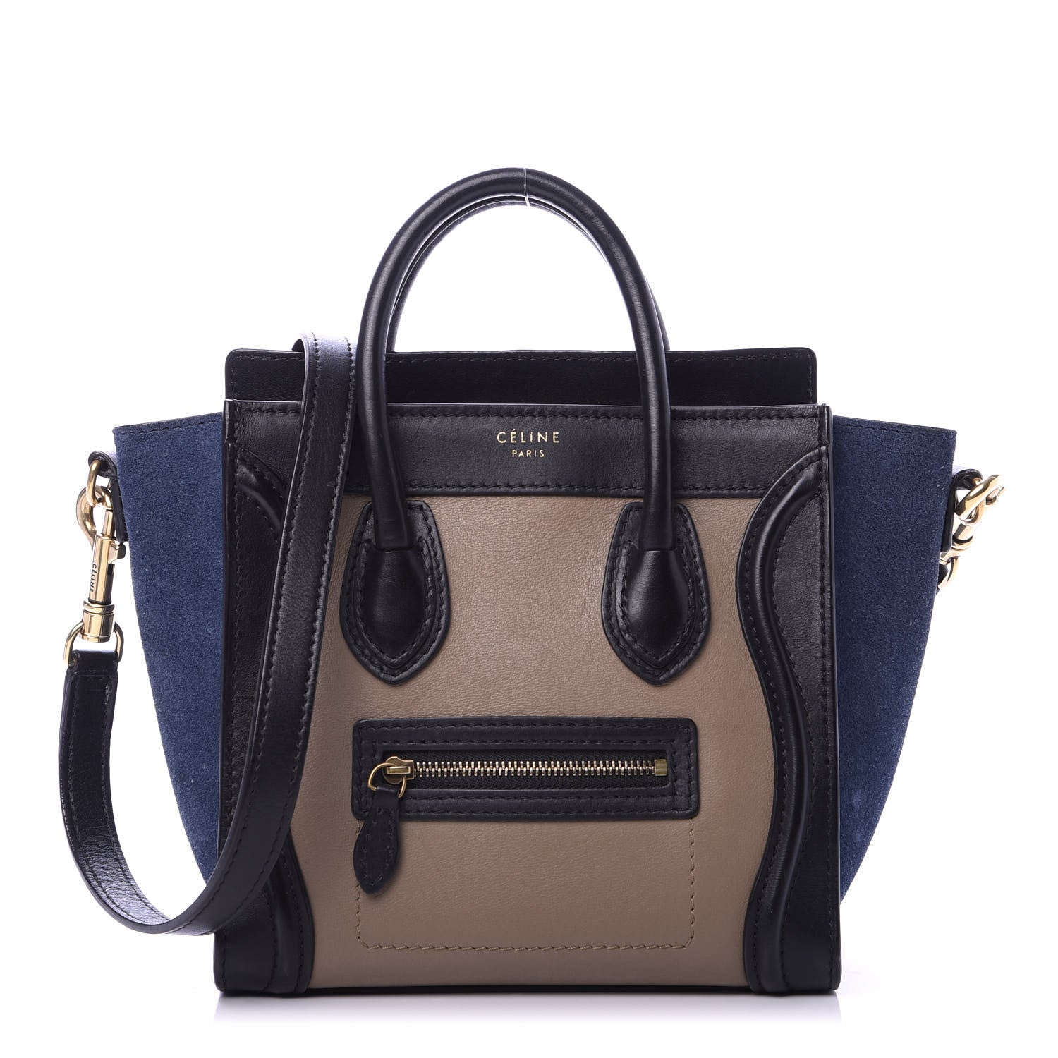 Celine Calfskin Suede Nano Tri-Color Luggage Sand 1 of 9