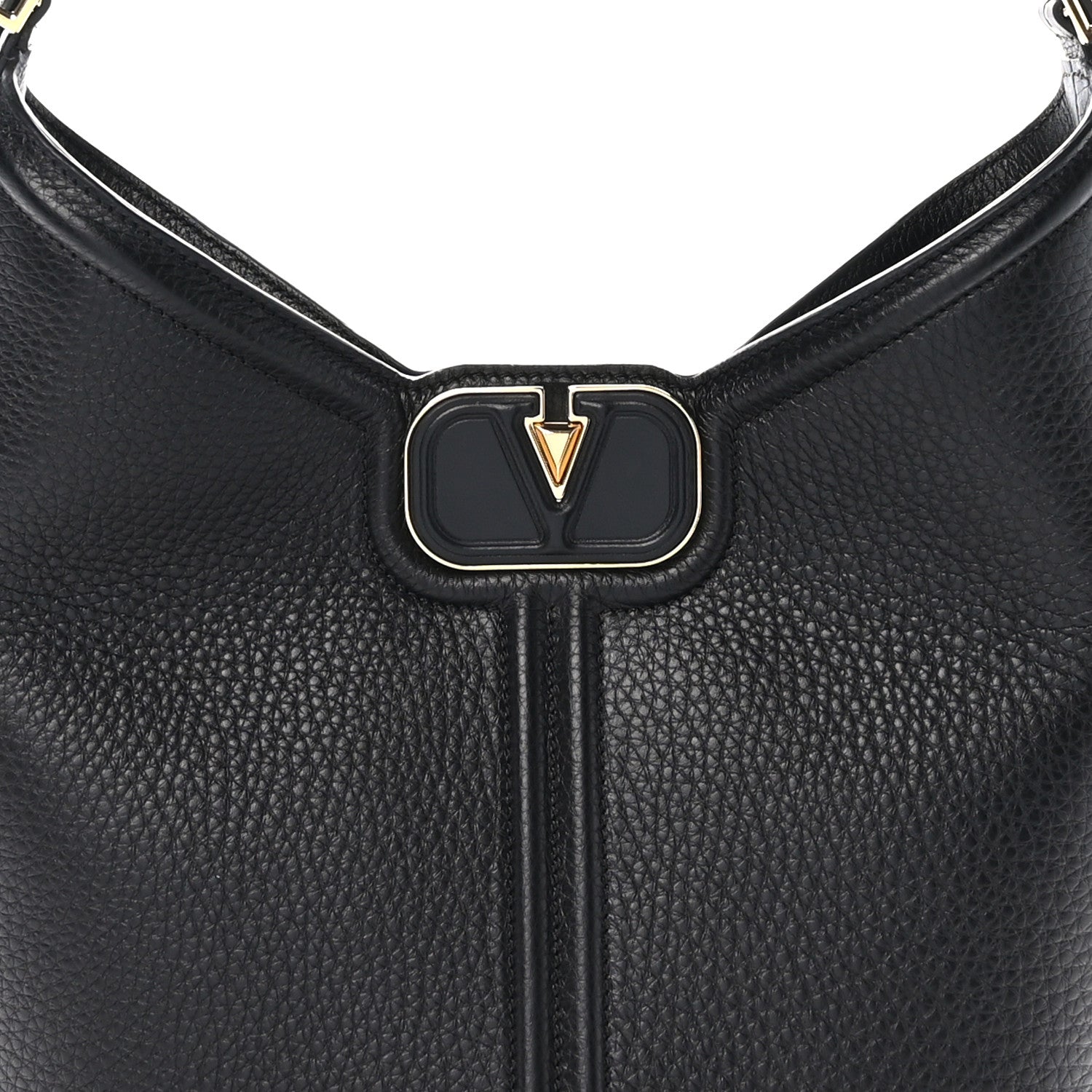 Valentino Garavani Grainy Calfskin Vertical Hobo Bag Black 7 of 9