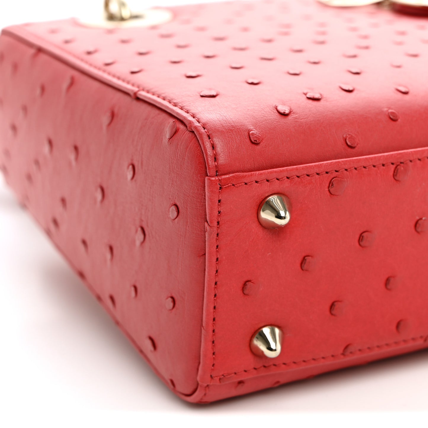 Ostrich Small Lady Dior Red