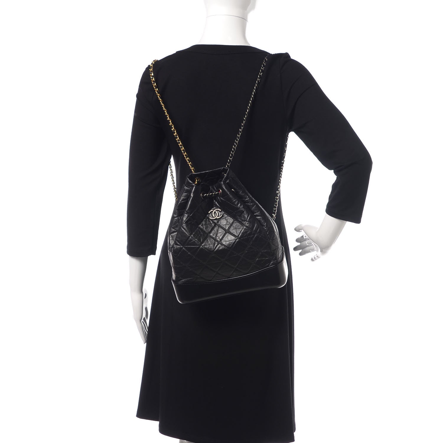 Chanel Aged Calfskin Quilted Gabrielle Backpack Black 2 of 11