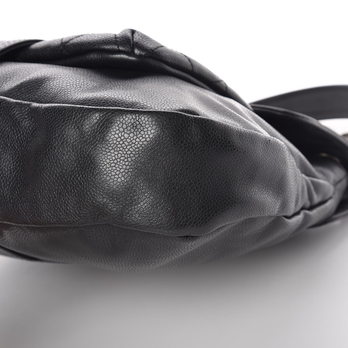 Glazed Caviar Flap Hobo Dark Grey