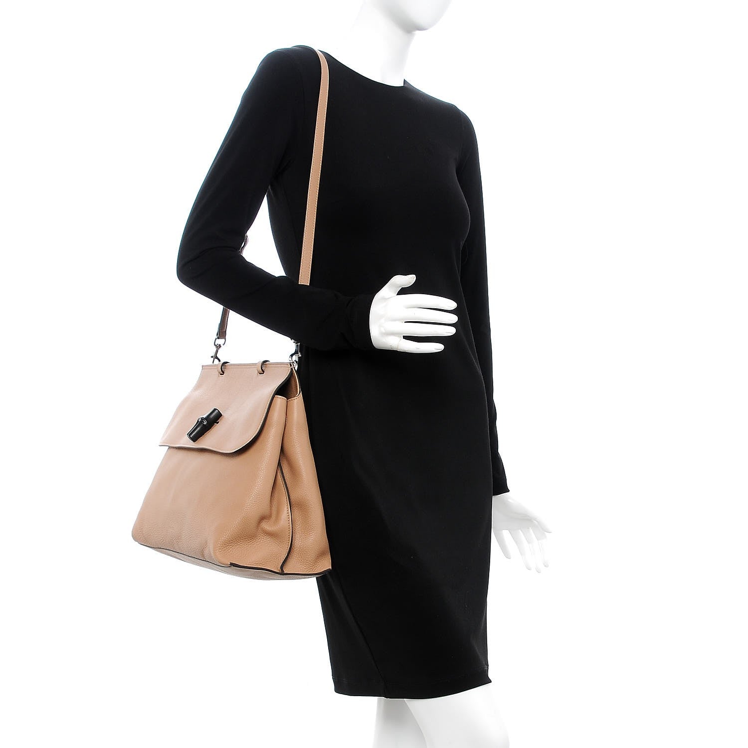 Gucci Cellarius Calfskin Large Bamboo Daily Top Handle Bag Camelia 2 of 6