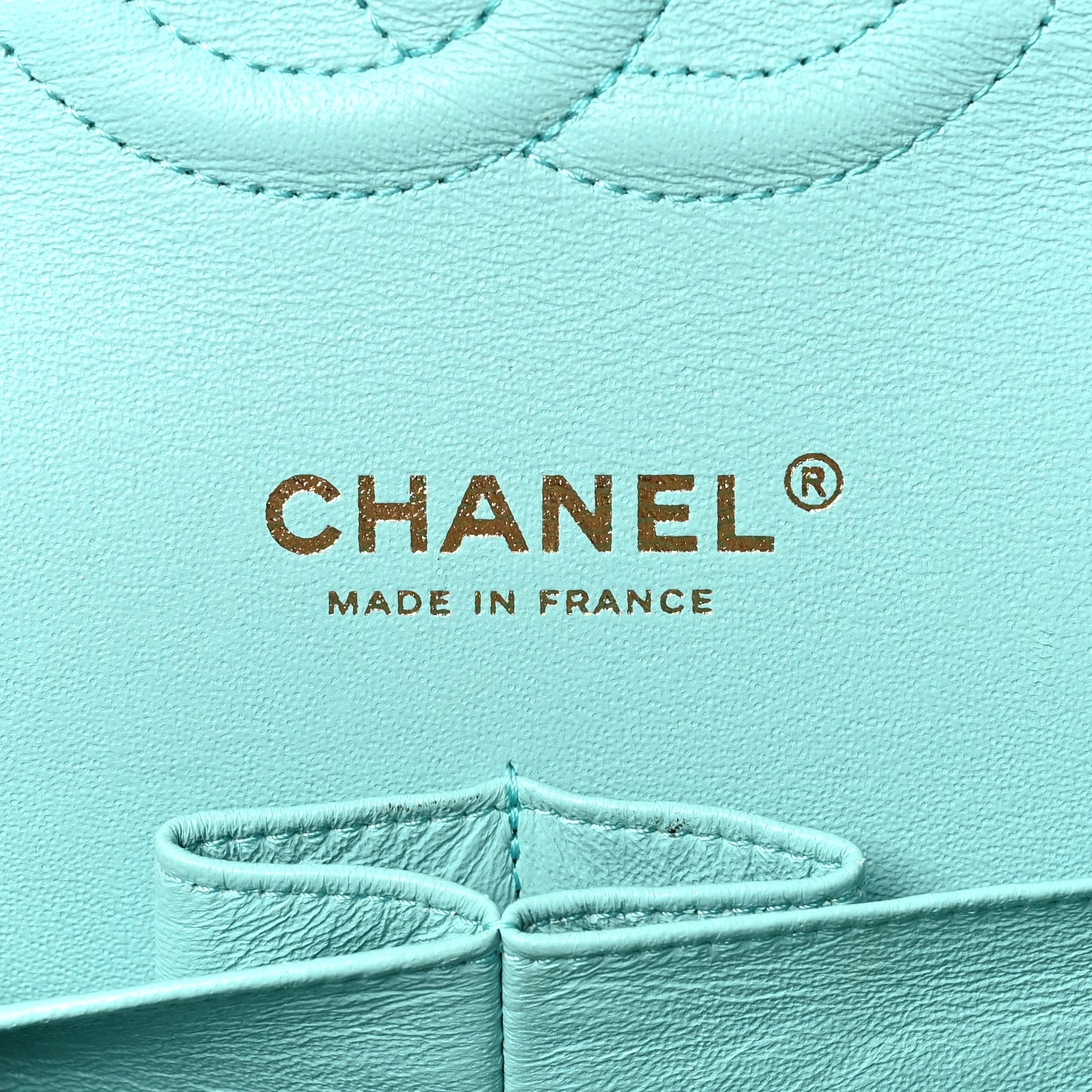 Caviar Quilted Medium Double Flap Light Blue