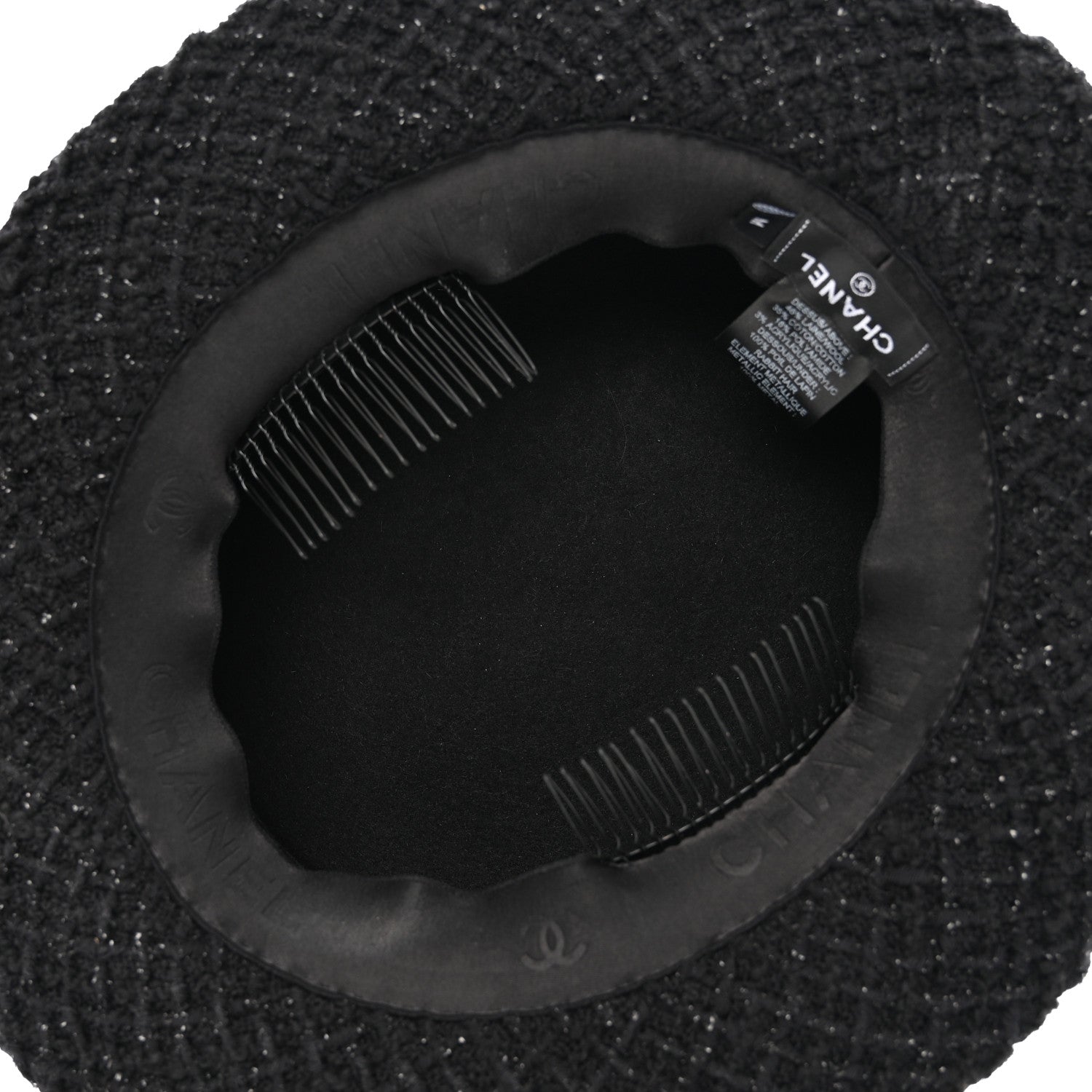 Chanel Tweed Boat Hat M Black 6 of 7