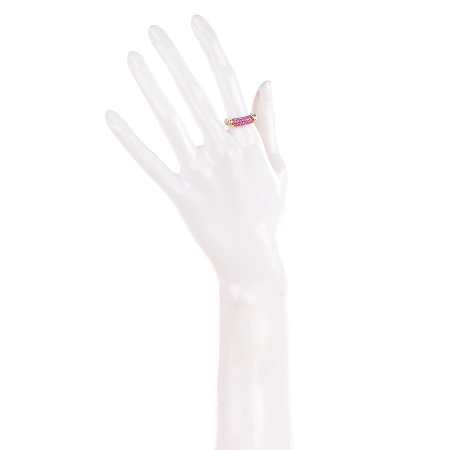 Sterling Silver 18K Rose Gold Pink Sapphire Cable Candy Metro Ring 7.25