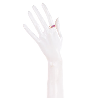 David Yurman Sterling Silver 18K Rose Gold Pink Sapphire Cable Candy Metro Ring 7.25 2 of 5