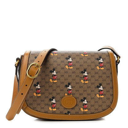 Gucci X DISNEY Mini Vintage GG Supreme Monogram Mickey Mouse Small Flap Messenger Bag Beige Vintage Sun Oil 1 of 13