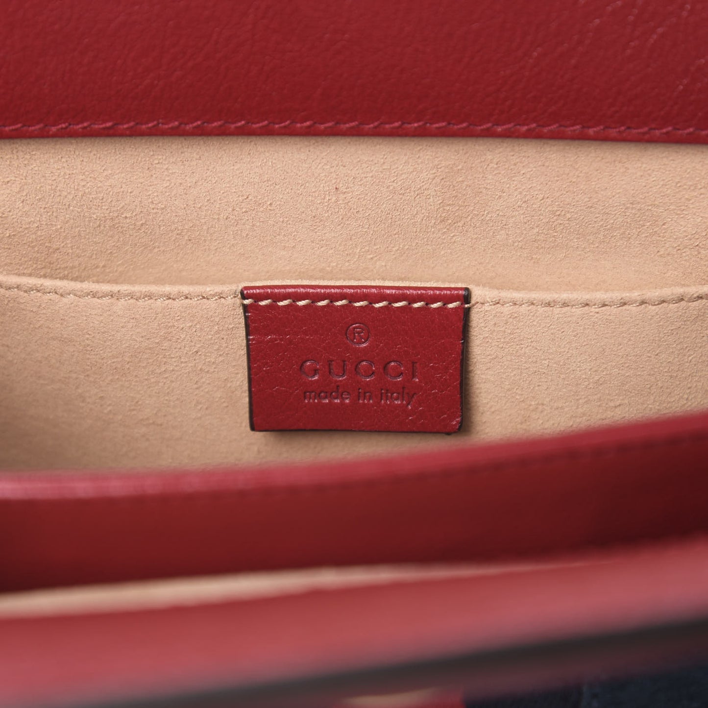 Suede Calfskin Web Small Ophidia Chain Shoulder Bag New Blue Romantic Cherry