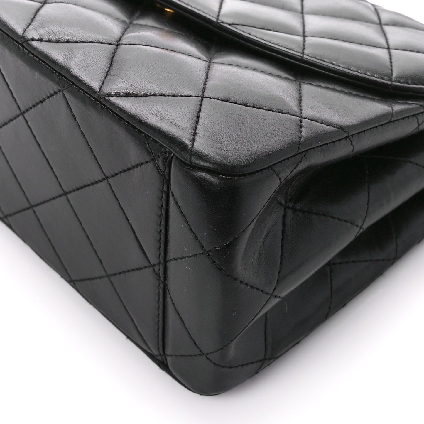 Lambskin Quilted CC Flap Shoulder Bag Black