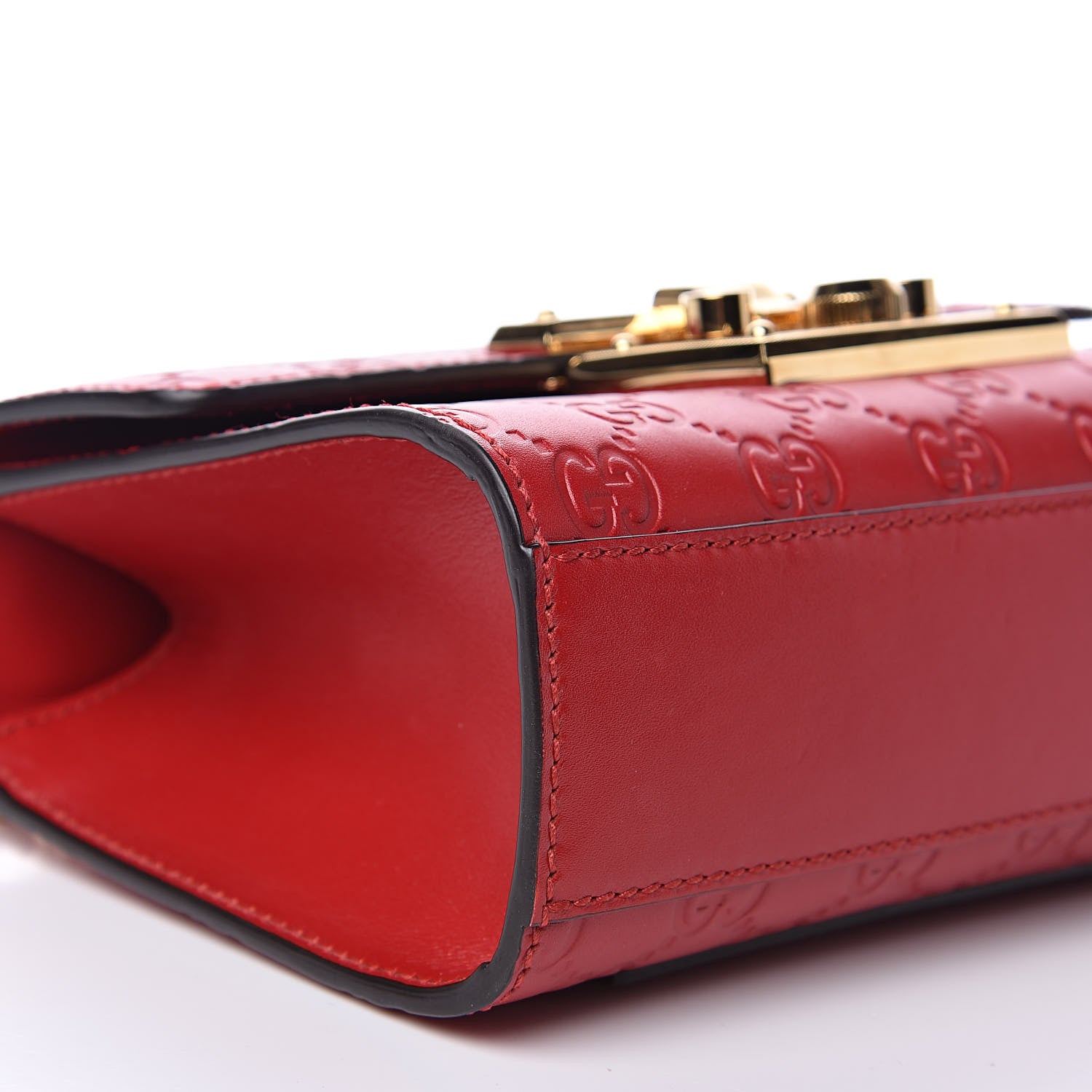 Gucci Guccissima Small Padlock Shoulder Bag Hibiscus Red 7 of 10