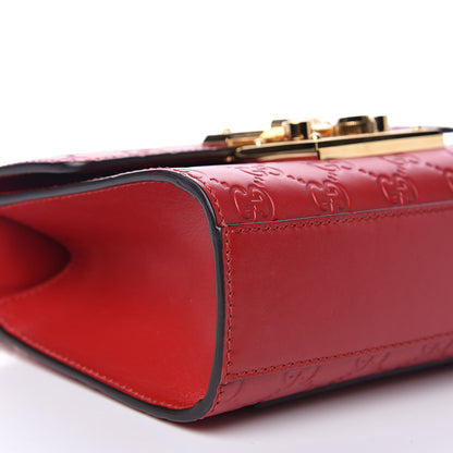 Gucci Guccissima Small Padlock Shoulder Bag Hibiscus Red 7 of 10