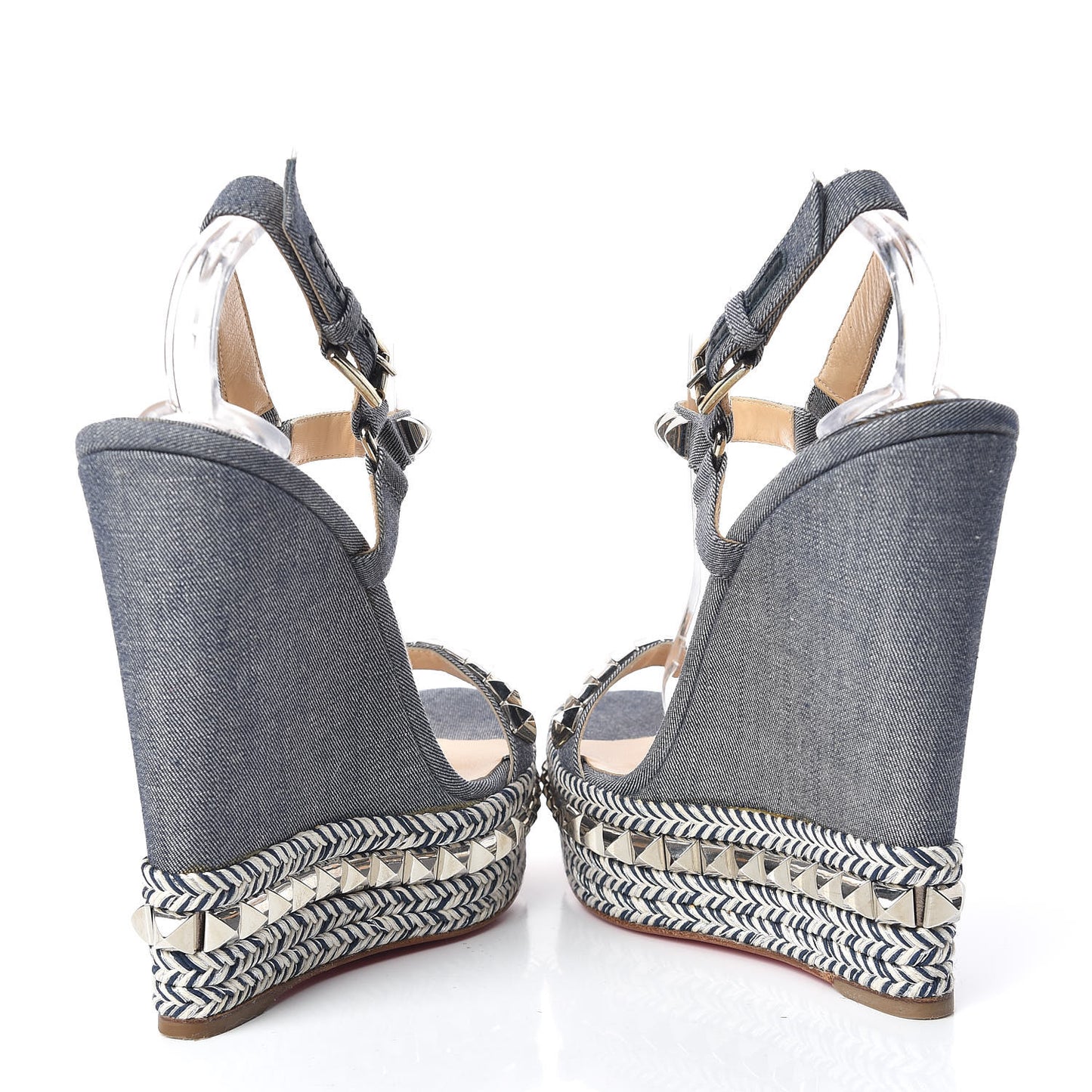 Denim Pyraclou 140 Wedge Sandals 40 Blue White