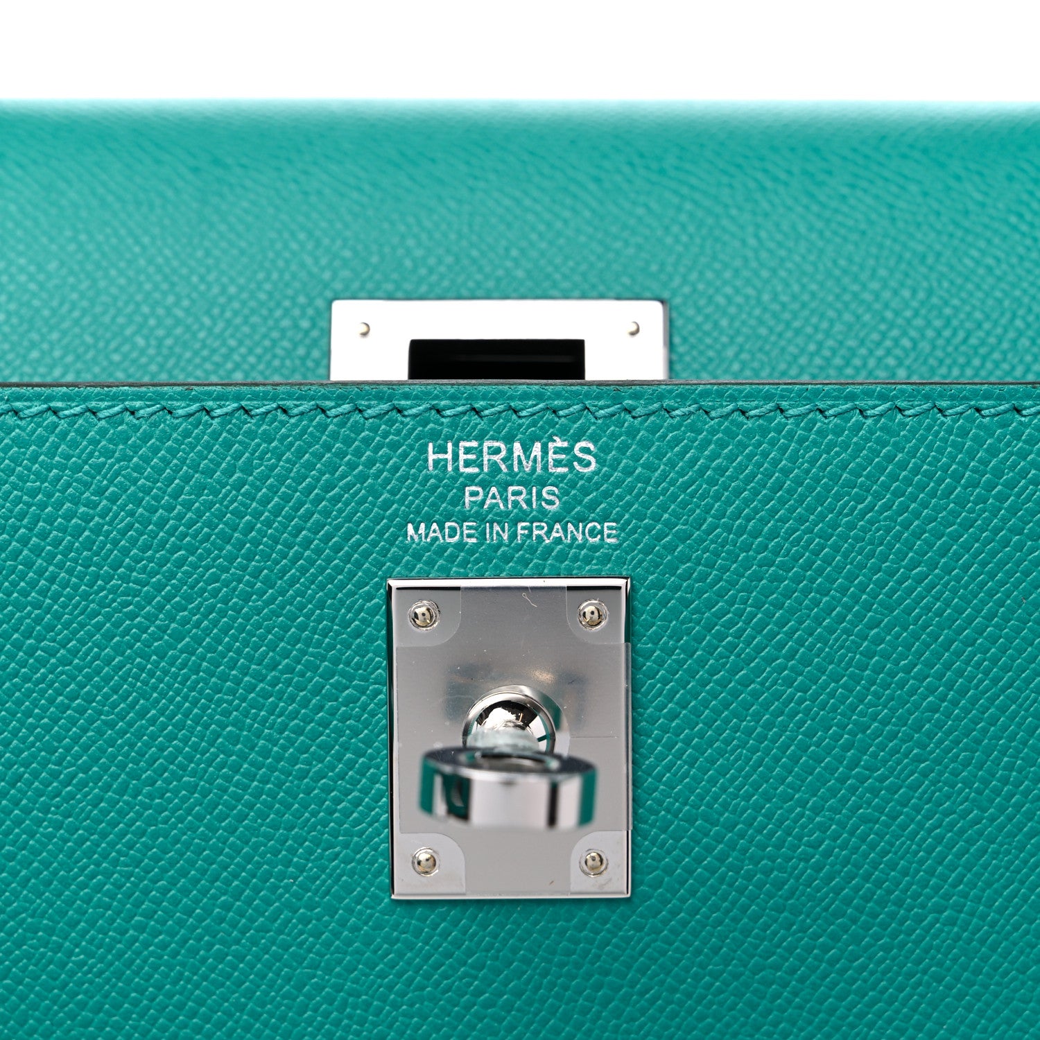 Hermes Madame Calfskin Verso Kelly Sellier 25 Vert Verone Bleu De Prusse 6 of 10
