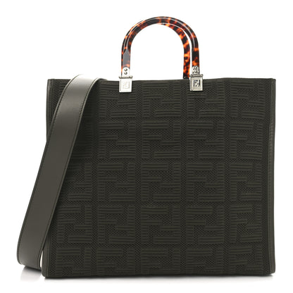 Fendi Technical Fabric Plexiglass FF Medium Fendi Sunshine Shopper Tote Wood 1 of 10