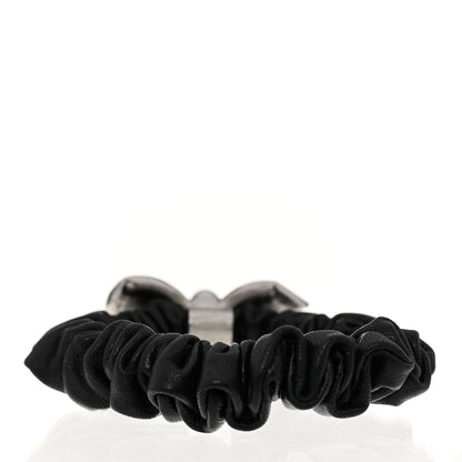 Chanel Lambskin Crystal Pearl CC Hair Scrunchie Black Silver 3 of 5