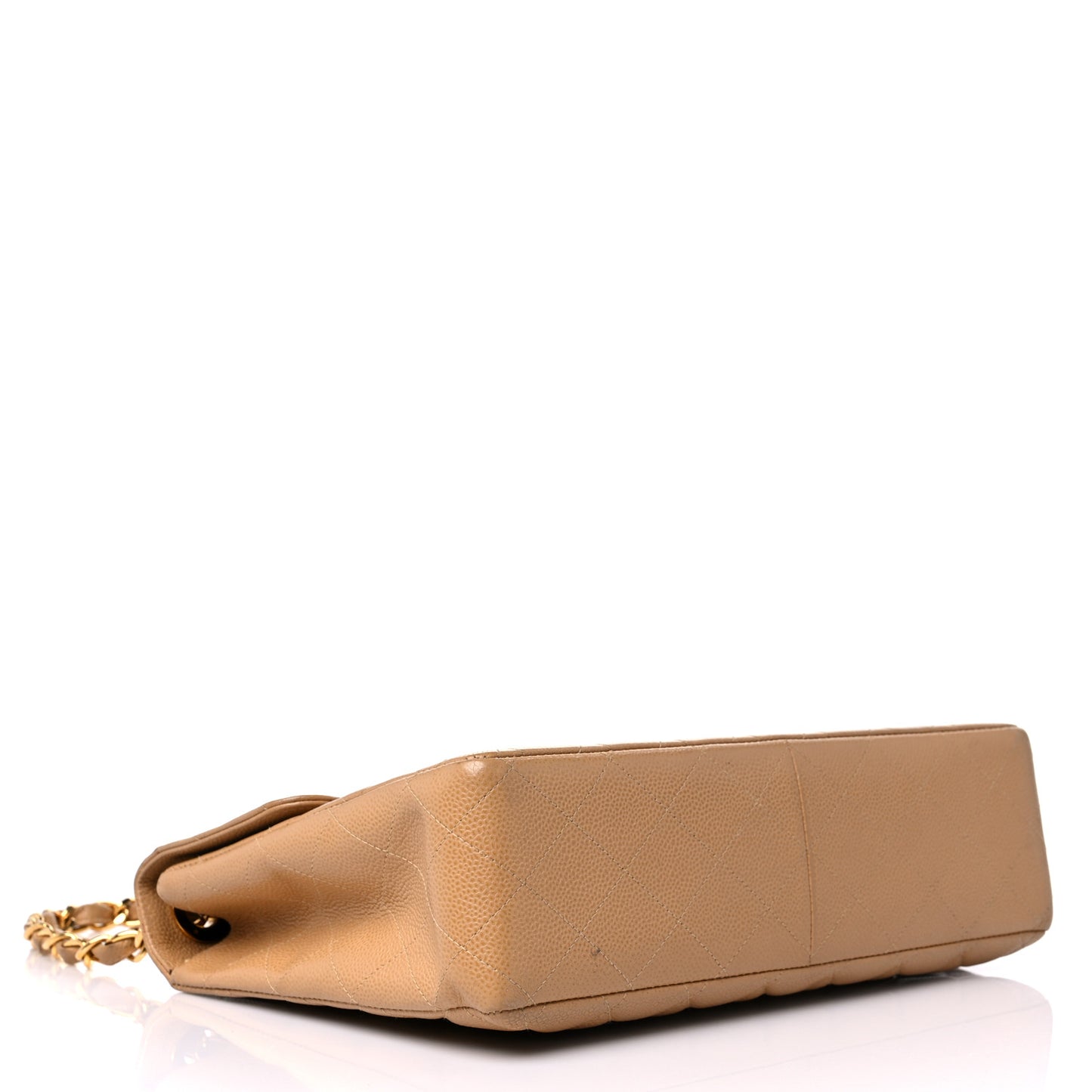 Caviar Quilted Jumbo Single Flap Beige