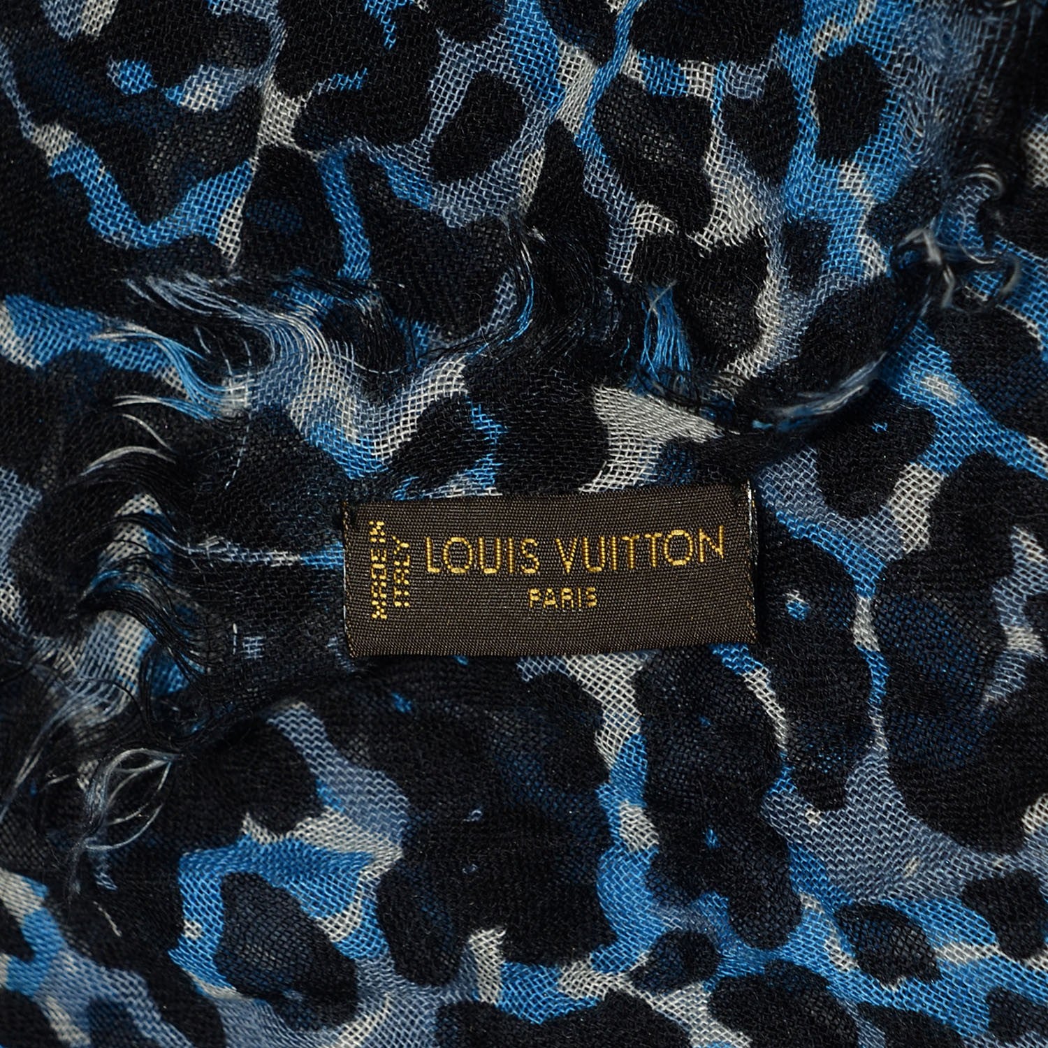 Louis Vuitton Cashmere Silk Leopard Stole Blue 5 of 6