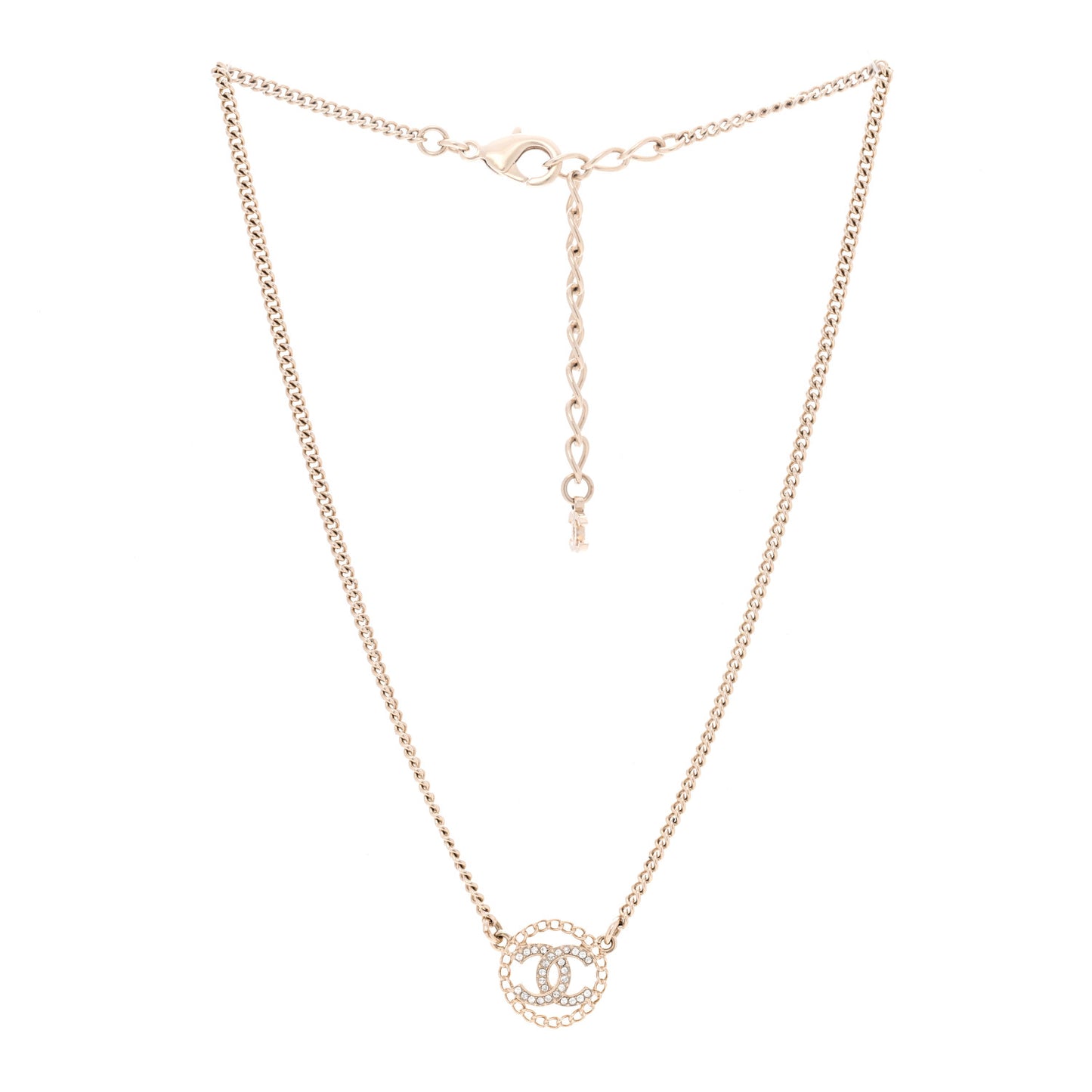 Crystal CC Round Pendant Necklace Gold