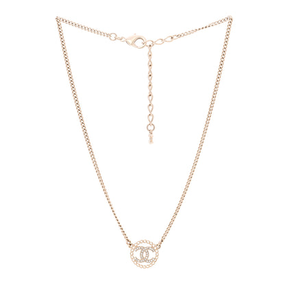 Chanel Crystal CC Round Pendant Necklace Gold 3 of 7