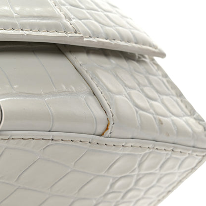 Balenciaga Shiny Calfskin Crocodile Embossed Small Hourglass Top Handle Bag White 11 of 13