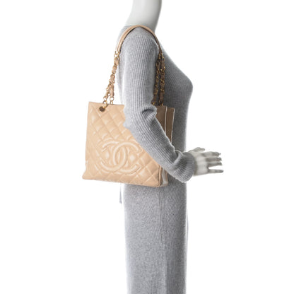 Chanel Caviar Quilted Petit Shopping Tote PST Beige Clair 2 of 8
